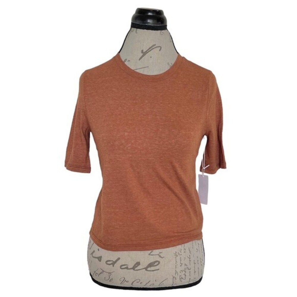 Lou & Grey Womens Blouse Top 3/4 Sleeve Cropped Crew Neck Stretch Size XS NWT